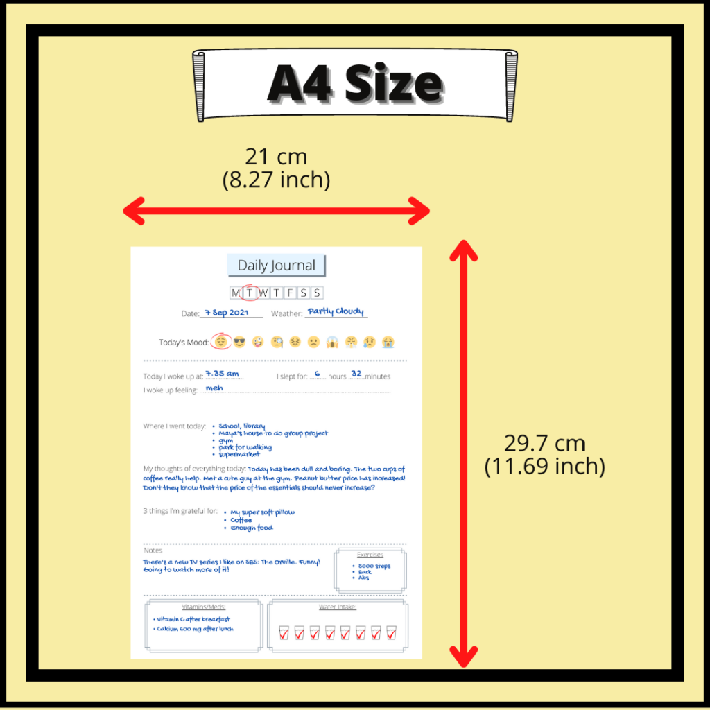 A4 School Planner Size