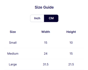 pouch size guide in cm